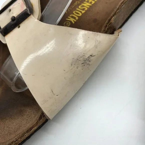 Birkenstock Madrid BirkoFlor Sandals Slides Shiny Ivory 40 Womens US 9 Narrow - Picture 4 of 11